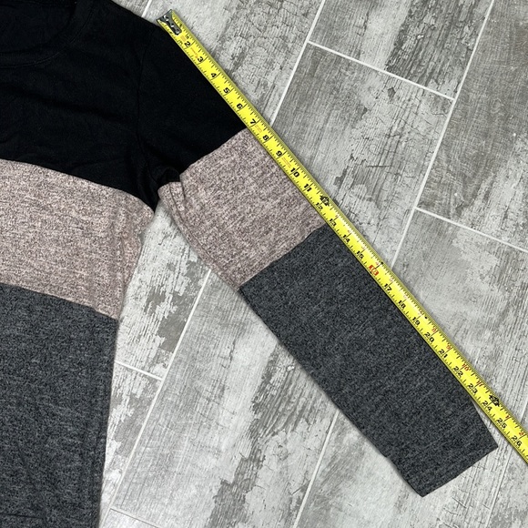 Womens Crewneck Tunics Color Block Long Sleeve Casual Loose Knit Top - Picture 8 of 9